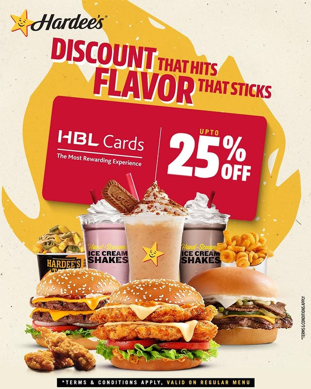 Hardee’s HBL Card Discount – Get Up to 25% OFF on Your Favorite Meals