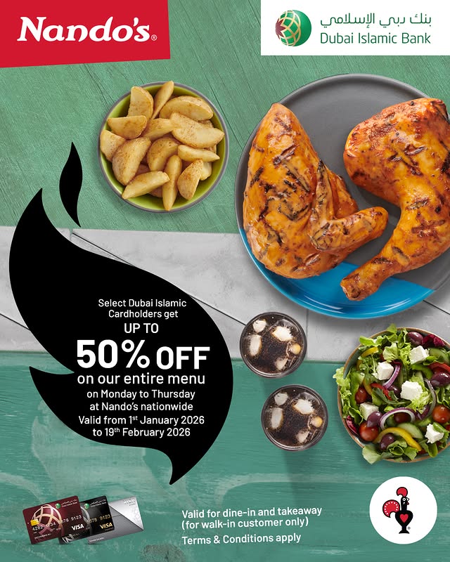 Nando’s Bank Discount Deal – Up to 40% OFF with Faysal, SCB, UBL & SilkBank Cards