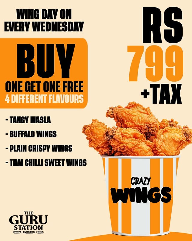 Wing Day Wednesday – Buy 1 Get 1 Free Wings at TGS Islamabad