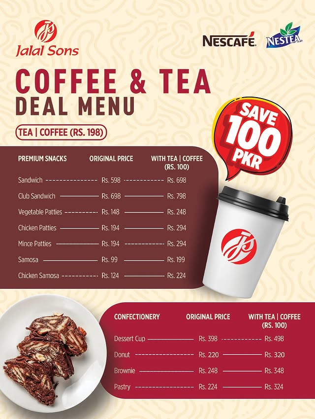 Our Coffee and Tea Deal Menu! at Jalal Sons in Rawalpindi