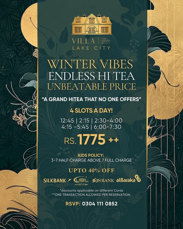Villa Lake City Grand Hi-Tea Buffet – Premium Winter Hi-Tea at Rs. 1775++
