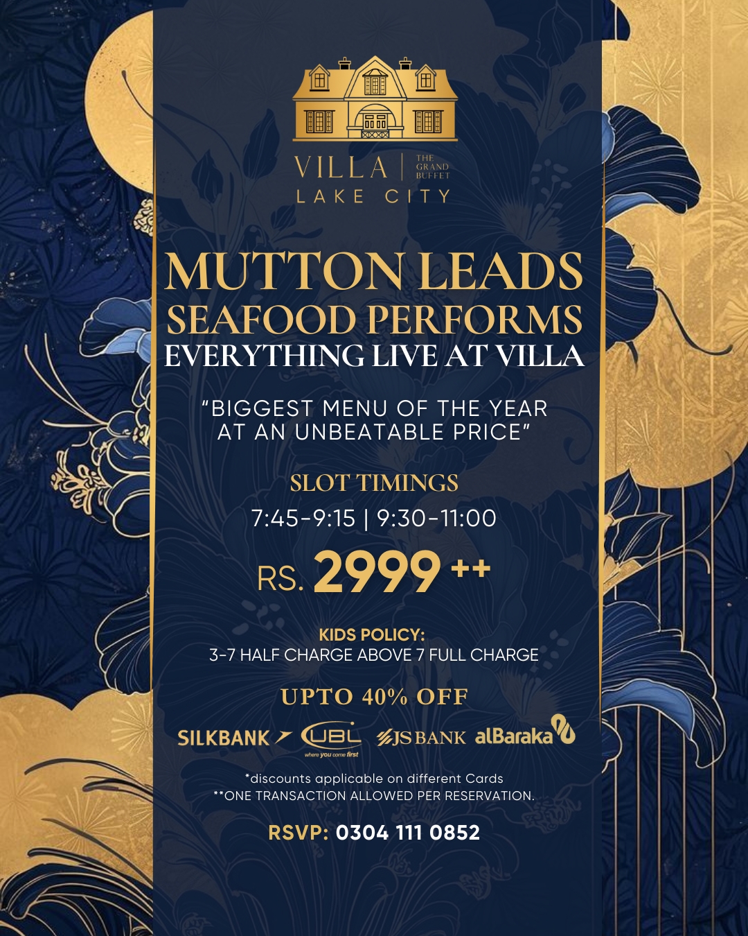 Villa Lake City Grand Dinner Buffet – Mutton-Led Premium Dinner at Rs. 2999