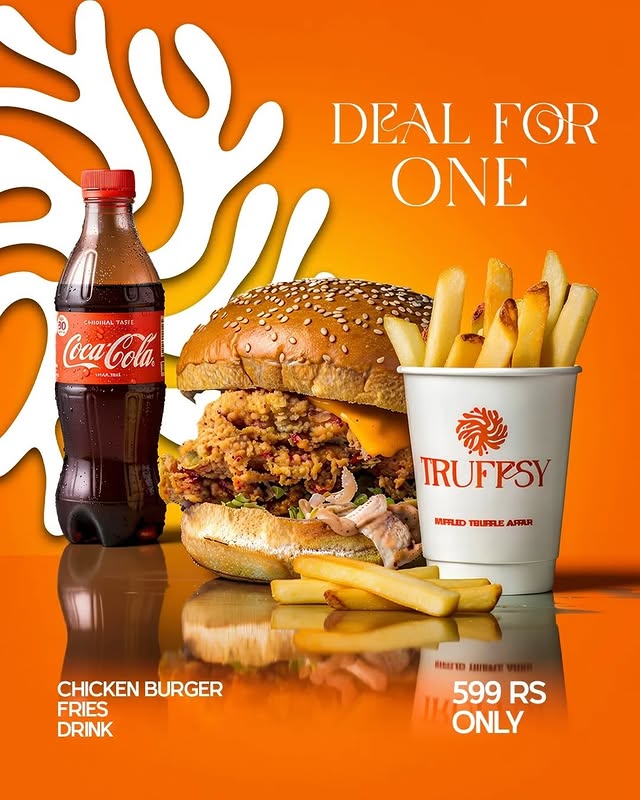 Truffsy Treats Deal for One – Chicken Burger, Fries & Coke for Rs. 599