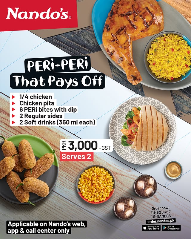 Nando’s Deal for 2 Persons – PERi-PERi Chicken Combo for Rs. 3000