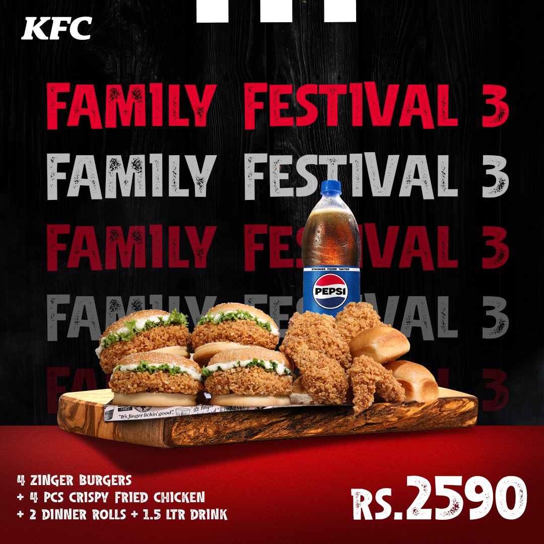 KFC Family Festival 3 – Ultimate Crispy Feast for the Whole Family at Rs. 2590