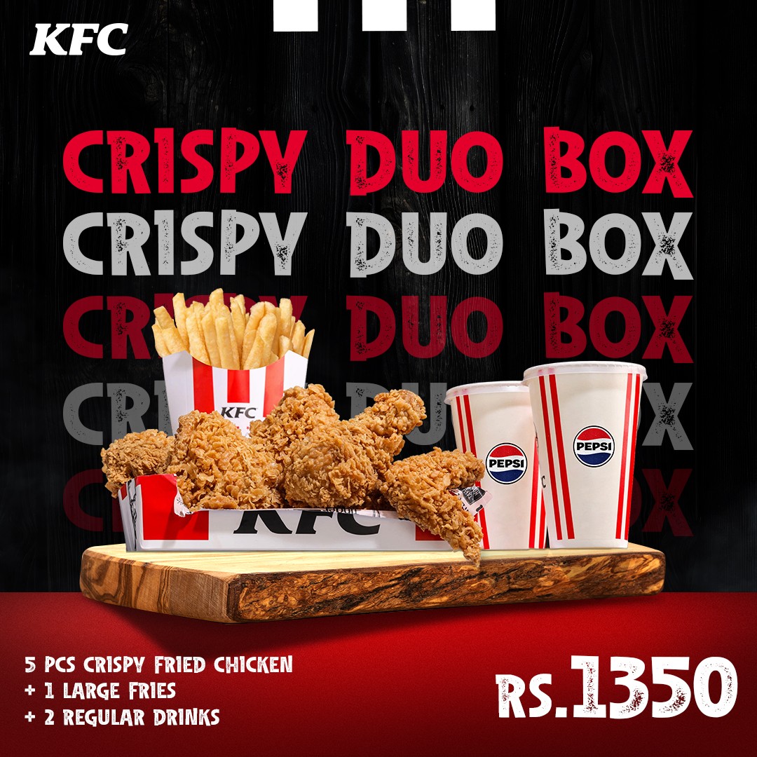 Crispy Duo Box Deal – 5 Pc Fried Chicken with Fries & Drink for Rs. 1350