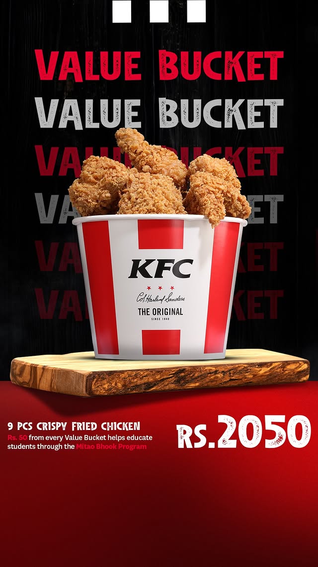 Value Bucket Deal – 9 Pc Crispy Fried Chicken for Rs. 2050 | Support Mitao Bhook Program