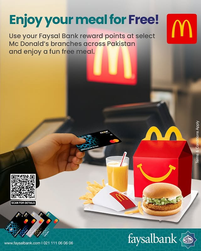 Free McDonald’s Meal with Faysal Bank Reward Points – Redeem & Enjoy 🍔🎉