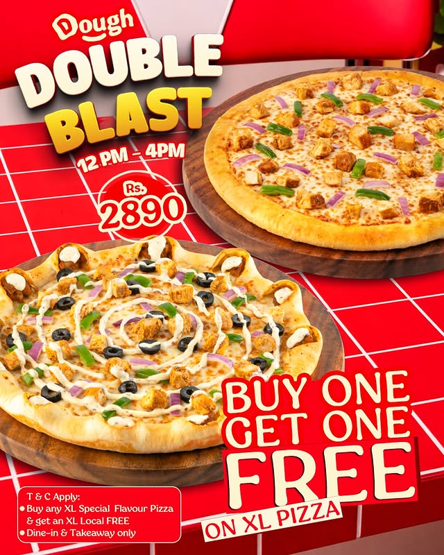 Double Blast at Dough – Buy 1 XL Pizza & Get 1 XL FREE 🍕💥