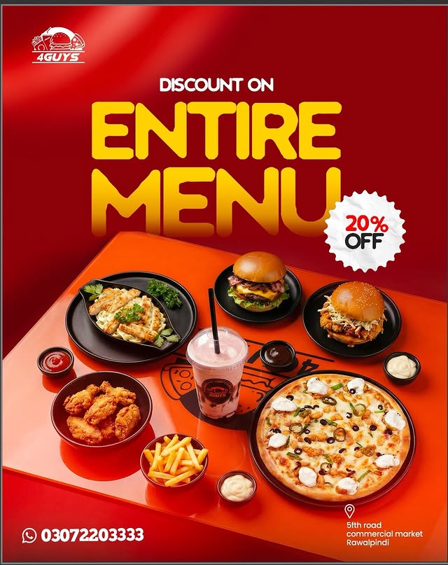 Big Flavor Savings – 20% OFF Entire Menu + Free Delivery 🍔🍕🍗