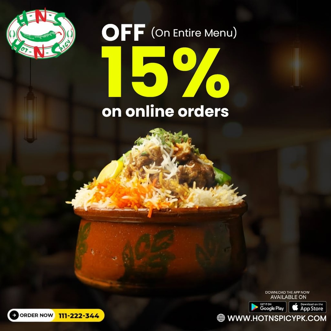 15% OFF on All Online Orders at Hot n Spicy Islamabad 🌶️🔥 at Hot n Spicy in Islamabad