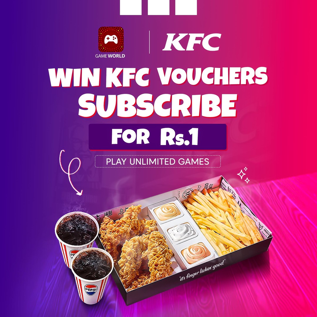 Win KFC Crispy Box for Rs. 1 & Unlimited Games at GameWorld 🎮🍗 at KFC in Islamabad , Rawalpindi