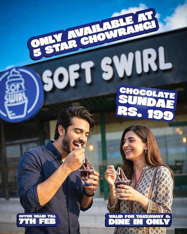 Chocolate Sundae at 5 Star Chowrangi – Sweet Treat for Rs. 199 🍫🍦 at Soft Swirl in Islamabad